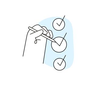 Illustration of a hand ticking checkboxes
